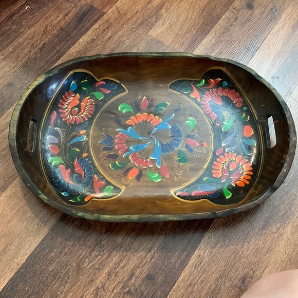 Vintage Other - Vintage hand carved and painted serving tray (origin Mexico?)